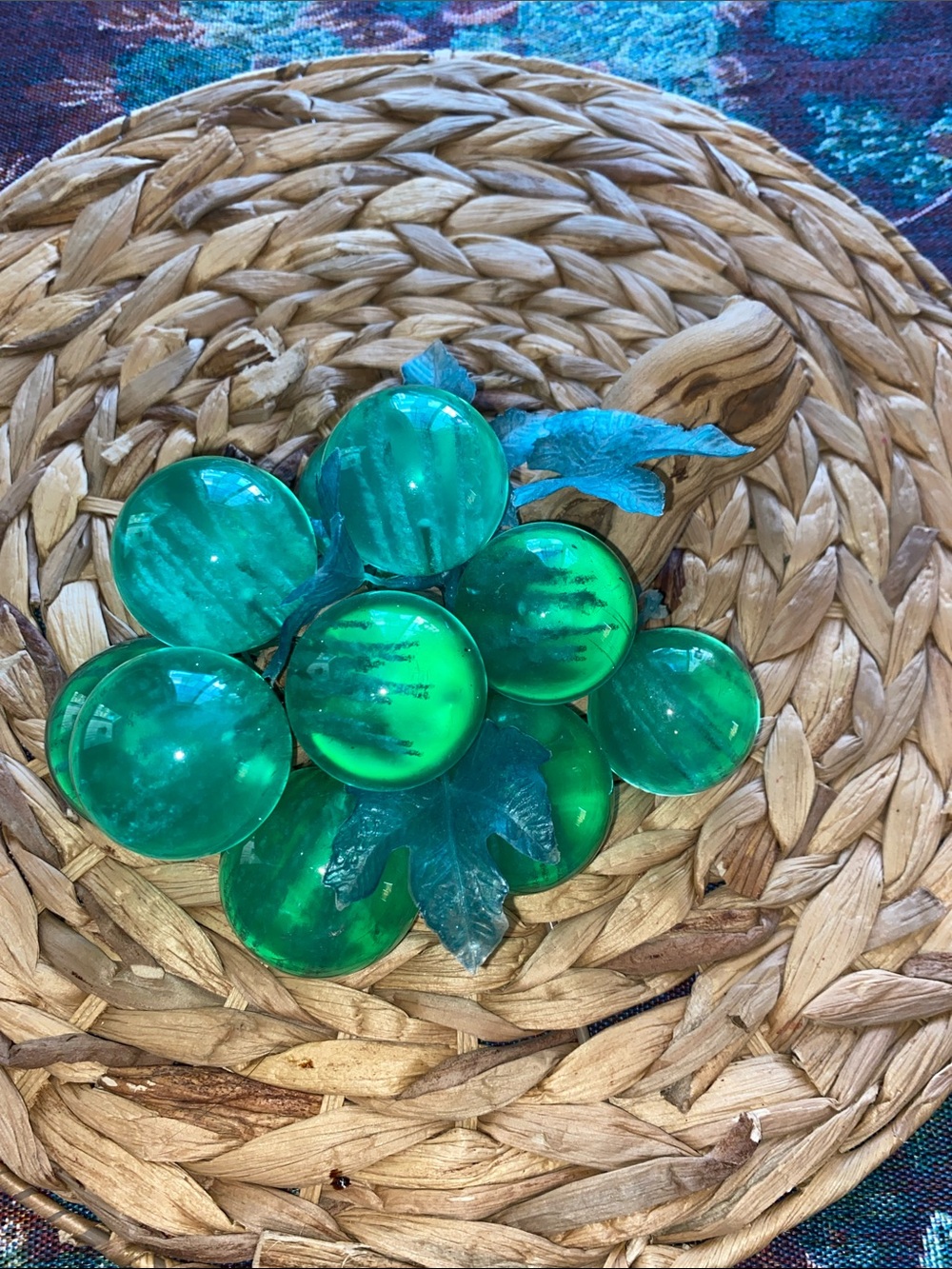 Vintage large lucite green grapes